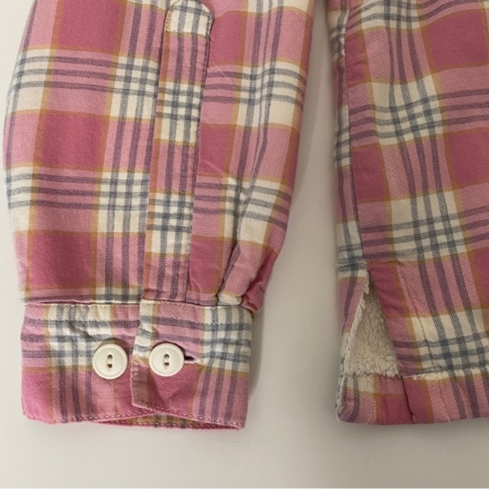 L.L. Bean Fleece Lined Plaid Flannel Shirt Jacket Pink White Sz M - Picture 3 of 7